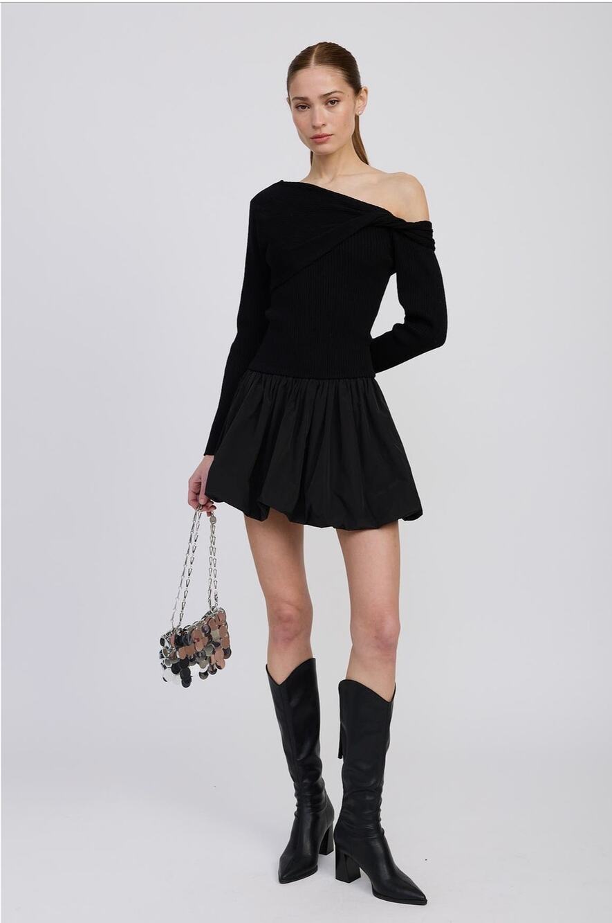 En Saison Romilla One-Shoulder Black Mini Dress - NWT M
